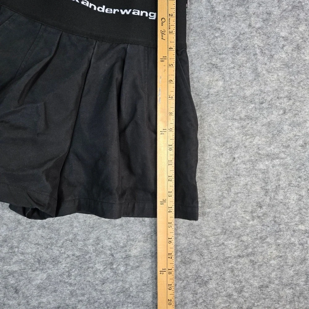 Alexander‎ Wang Black Logo Waistband Pleated Shorts Womens 0